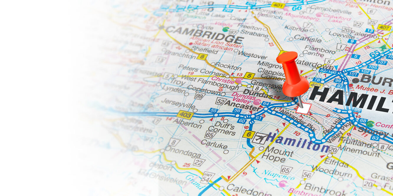 Map of Hamilton and surrounding areas