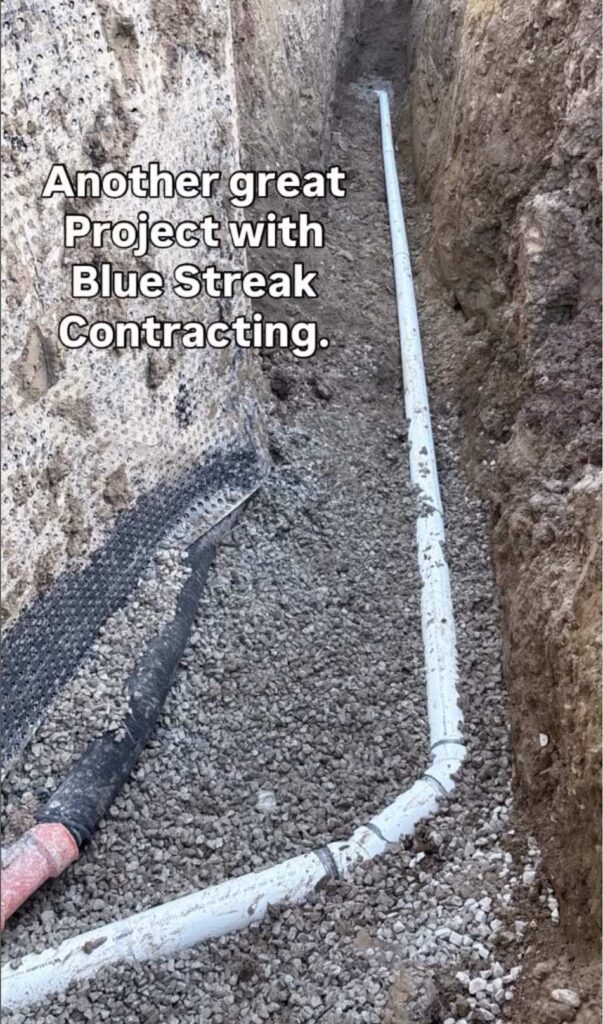 New sewer and waterline installation in Hamilton by BRH Plumbing, ready for backfill.